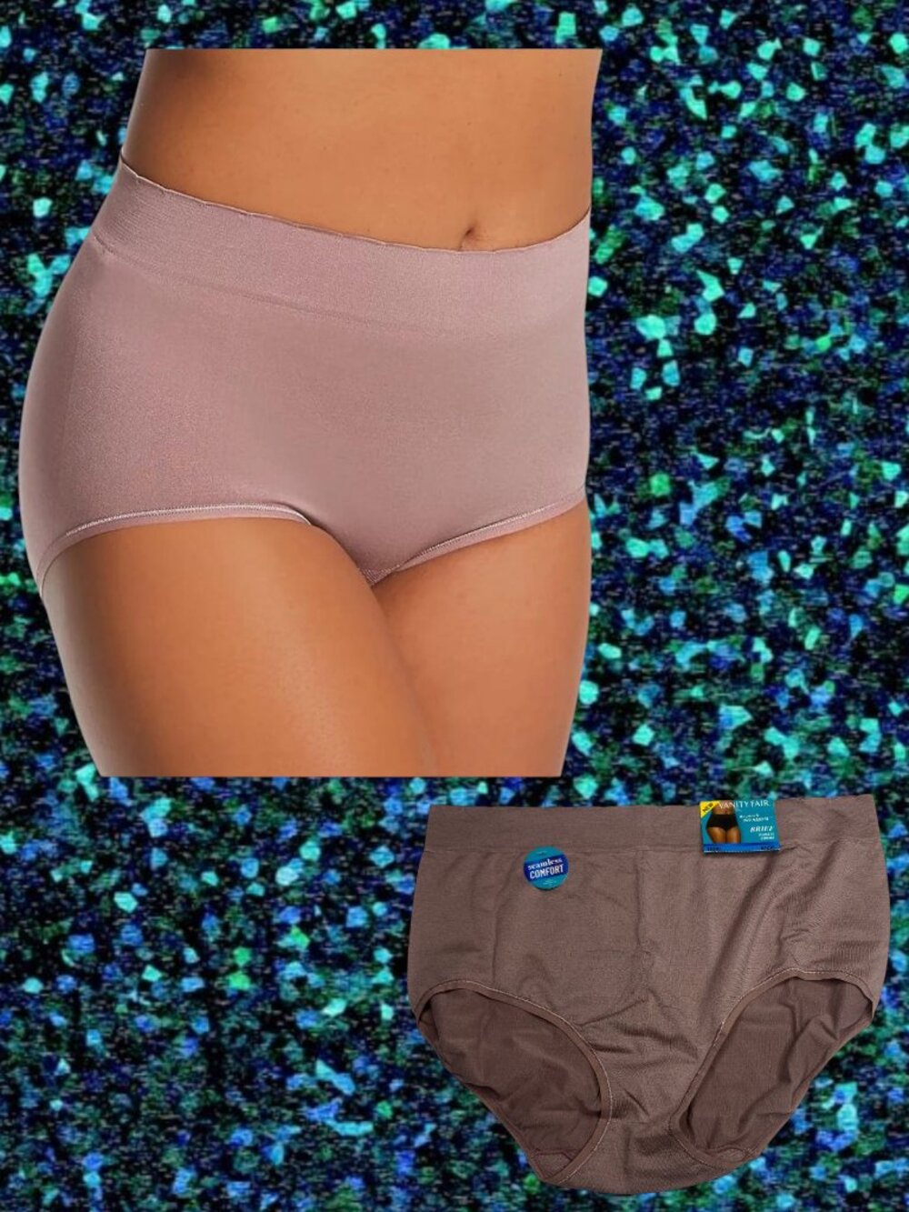 NWT Vanity Fair 13218 No Pinch No Show Seamless Womens Brief Panty Brown 9 / 2XL